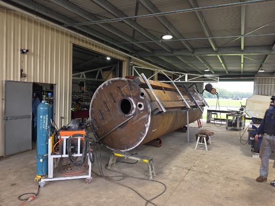 Large steel tank being fabricated in Tiny's Beerwah workshop